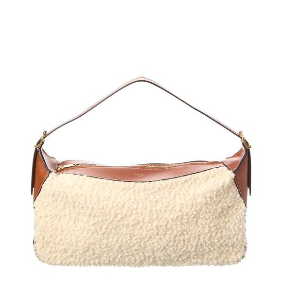 Celine Romy Medium Shearling & Leather Hobo Bag, Brown - Picture 1 of 4